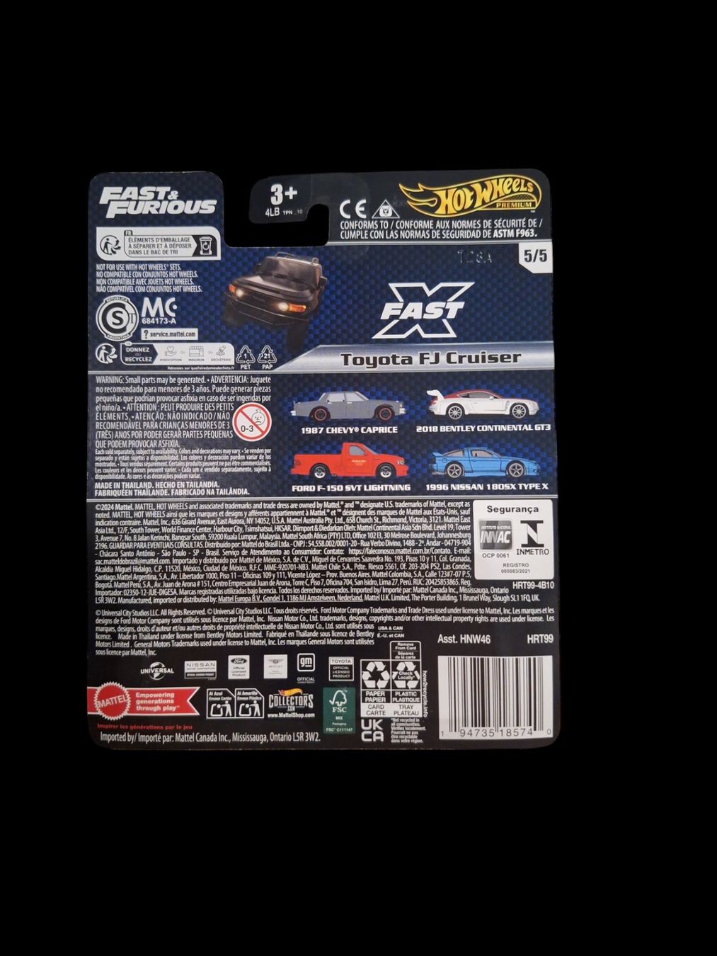 Hot Wheels Premium Set Fast and Furious 2024 Mix 4